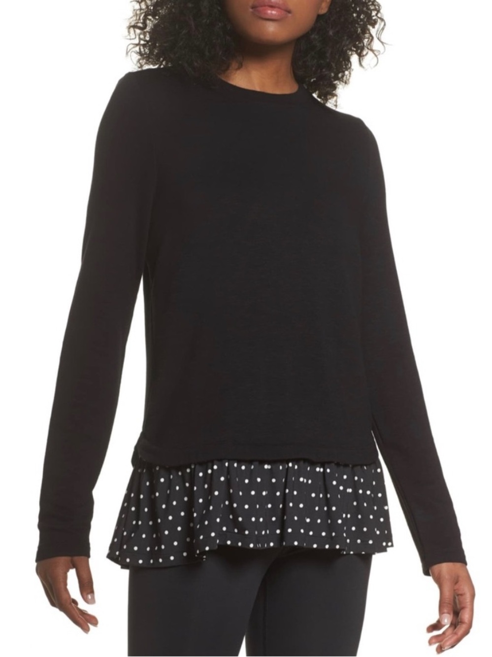 Kate Spade New York Polka Dot Ruffle Hem Top